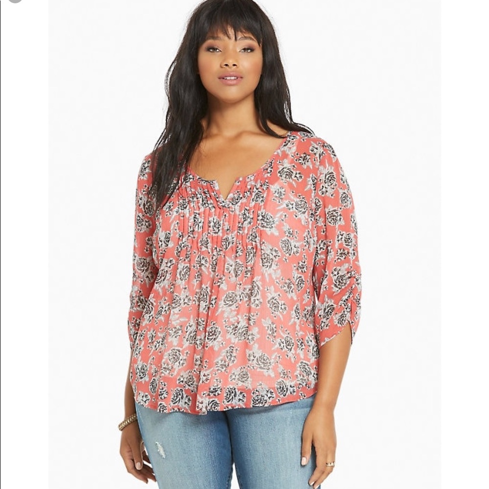 Torrid blouse floral print 3/4 sleeve